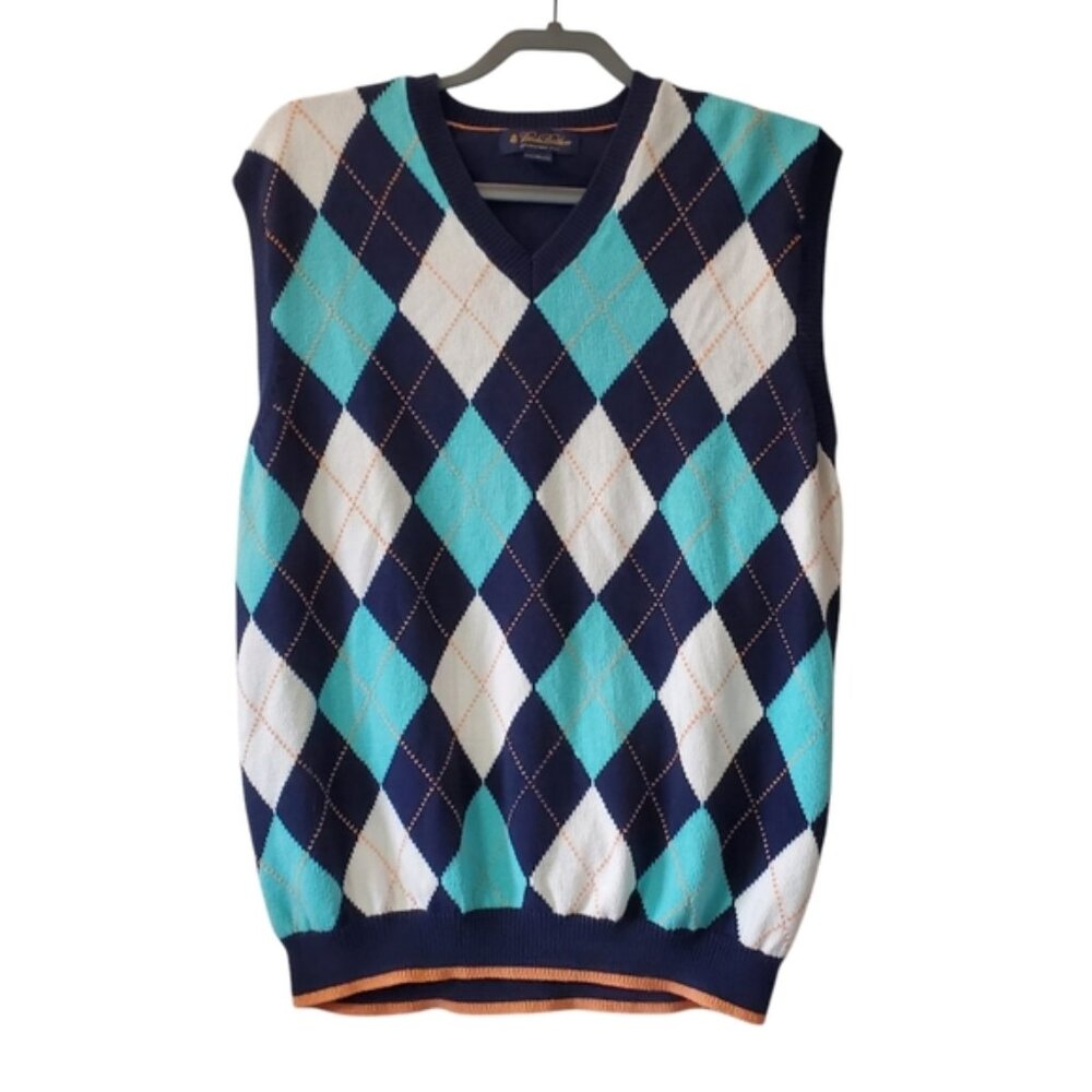 Brooks Brothers Preppy Cotton Argyle Old Money Sweater Vest XL
